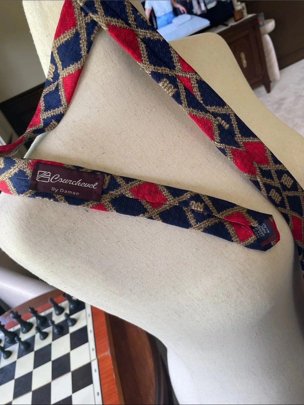 Courchevel by Damon Classic Navy and Red Diamond Woven Tie